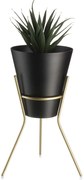 KOVOVÝ KVETINÁČ SO STOJANOM LOFT 24X16 CM ČIERNA/ZLATÁ