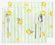 Goldea prestieranie na stôl teflónové - zelené prúžky s citrónmi - sada 2ks 30 x 40 cm