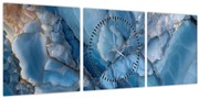 Obraz - Modrý členitý mramor (s hodinami) (90x30 cm)