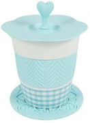 Porcelánový hrnček AQUELLE so silikónovými doplnkami 280 ml, modrý