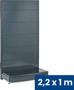 Predajný regál jednostranný, perfo steny, 2200 x 1000 x 450 mm, základný, antracit