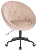 LuxuryForm DESIGN Kreslo VERA VELUR na čiernej podstave s kolieskami - latte