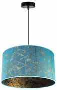 Závesné svietidlo Werona 4, 1x modré textilné tienidlo so vzorom, (fi 40cm), g