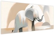 Obraz - Slon v pastelových farbách (120x50 cm)