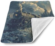 Sablio Deka pre bábätko Parná lokomotíva v zasneženom meste - 80x100 cm