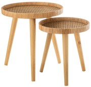 Set 2ks okrúhlych ratanových stolíkov s výpletom Boom - Ø 51*54cm