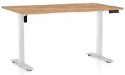 Výškovo nastaviteľný stôl OfficeTech B, 120 x 80 cm, biela podnož, dub kraft
