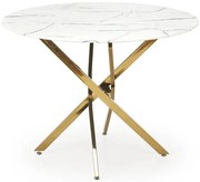 Stôl Raymond 2 100 sklo/oceľ - biela mramor/zlatá