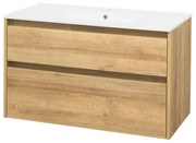 Mereo Mereo, Opto, kúpeľňová skrinka s keramickým umývadlom 101 cm, biela, dub, biela/dub, čierna, MER-CN922