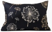 Saténová obliečka na vankúš 50 x 70 cm - Púpavy čierna