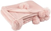 Plyšový pléd s brmbolcami vo svetlo ružovej PomPom - 130 * 170 * 1 cm
