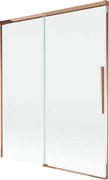 Mexen Rox, 2-krídlová posuvná vaňová zástena 140 x 150 cm, 8mm číre sklo, ružové zlato profil, 8C9-140-001-60-00