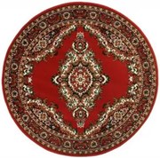 Alfa Carpets, Kusový koberec TEHERAN T-102 red kruh, 190x190 (průměr) kruh, červená, chodba / predsieň