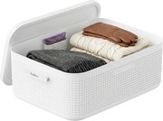 Rotho Úložný box do skrine s vekom a priehradkou na levanduľu, šatníkový organizér LISORA - M, 50 × 35,6 × 18 cm