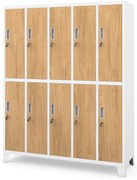 10-dverová šatňová skrinka na oblečenie, biela/zlatý dub, 1360x1720x450 mm: BARTEK Eco Design