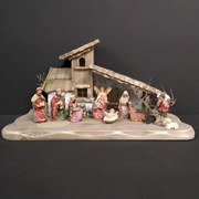 AMADEA Drevený betlehem šedohnedý BEZ FIGURÍK 45 cm