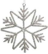 Champagne antik závesná snehová vločka s kamienkami Snowflake - 17 cm