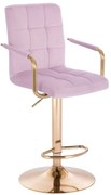 LuxuryForm DESIGN Barová stolička VERONA GOLD VELUR na zlatom tanieri - levanduľa