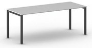 Rokovací kancelársky stôl PRIMO SQUARE, 200x80 cm, čierna podnož, sivá