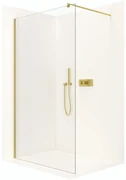 CERANO - Sprchová zástena Walk-in Onyx Ľ/P - guľatá vzpera - zlatá kartáčovaná, transparentné sklo - 110x200 cm, CER-CER-8050BD173