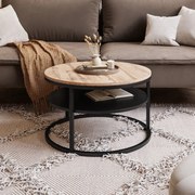 KONFERENČNÝ STOLÍK LEONARDO S POLICOU DUB WOTAN + ČIERNY