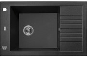 Laveo Pionier, 1-komorový granitový drez 780x500x207 s krátkym odkvapávačom, čierna, LAV-SBR_713T