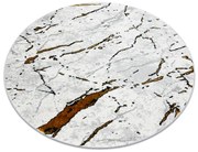 Koberec ALLURE 1968 mramor, štruktúrovaný / glamour, biely / zlatý kruh