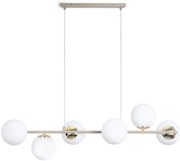 Závesné svietidlo Florence, 6x biele sklenené tienidlo, g/be