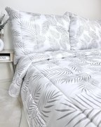 Set paplón + vankúš Elegantné listy 140x200/70x90 cm – mikrovlákno, duté vlákno, celoročné použitie