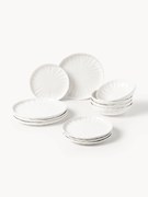 Porcelánová súprava riadu's reliéfnym vzorom Sali, 4 osoby, 12 ks