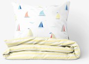 Goldea bavlnené posteľné obliečky - plachetnice so žltými prúžkami 220 x 200 a 2ks 70 x 90 cm