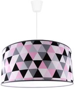 Závesné svietidlo Garo, 1x textilné tienidlo so vzorom (výber z 3 farieb), (výber z 3 farieb konštrukcie), (fi 44cm)