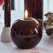 SIRIUS LED vosková sviečka Sille Bordeaux, okrúhla, 9 cm, bordová, priemer 10 cm