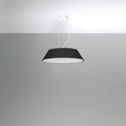 Závesné svietidlo Vega, 1x čierne textilné tienidlo, (biele sklo), (fi 60 cm)