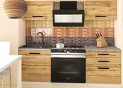 Kuchynská linka Belini 120 cm dub wotan s pracovnou doskou Vulcano2 TOR VULCANO2/3/WT/DW/0/B1