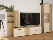 Obývacia stena Gatwick, dub artisan/kašmírová béžová, s osvetlením%