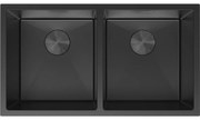 Mexen Binox, 2-komorový nerezový drez 800 x 450 mm, čierna, 6421802000-70