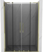 Mexen Velar L Duo, posuvné sprchové dvere do otvoru 140 cm, 8mm šedé sklo, zlatá lesklá, 871-140-003-42-50
