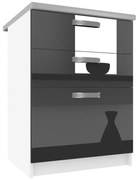 Kuchynská skrinka Belini spodná so zásuvkami 60 cm čierny lesk s pracovnou doskou  INF SDSZ60/1/WT/B/0/F