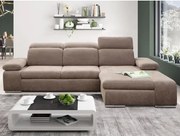 Rohová sedacia súprava Odessa, svetlo hnedá látka, pravý roh%