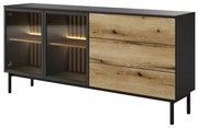 Komoda Lenge II (čierna + dub coast evoke). Akcia -19%. Vlastná spoľahlivá doprava až k Vám domov. 1097467