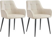 Set 2 jedálenských stoličiek Ferndale - zamat - krémová