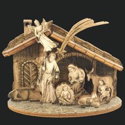 AMADEA Drevený skladací betlehem sépiový 3D 7 cm