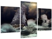 Obraz - Loď plávajúca cez búrlivé vlny (90x60 cm)