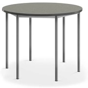 Stôl SONITUS, okrúhly, Ø 1200x900 mm, linoleum - tmavošedá, strieborná