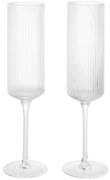 Ferm Living Poháre Ripple Champagne Clear – set 2 ks