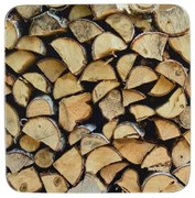 6ks pevné korkové podtácky s motívom dreva Fireplace wood - 10*10*0,4cm