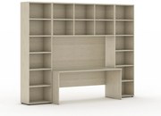 Zostavy knižníc INTEGRO so stolom, vyššie, 2950 x 700/400 x 2300 mm, dub prírodný