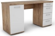 Písací stôl Walter, dub burgund/biely%