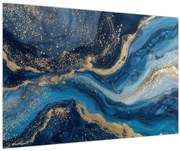Obraz - Modrozlatý abstraktný mramor (90x60 cm)